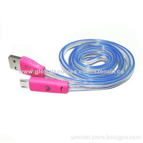 LED Smile Face Flat Micro USB Cables, Data Sync Charging